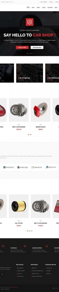 红色的汽车配件网上商城网站HTML模板