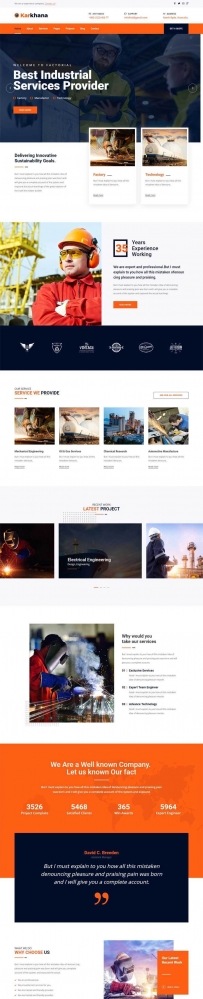 橙色的建筑工程企业Bootstrap网站模板