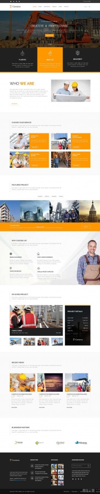 橙色的工业建筑工程公司网站html模板