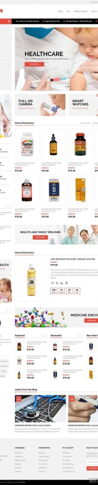 宽屏的医疗保健品零售商城网站html模板