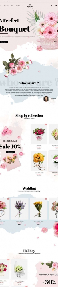 粉色的网上鲜花店在线预订商城html5模板